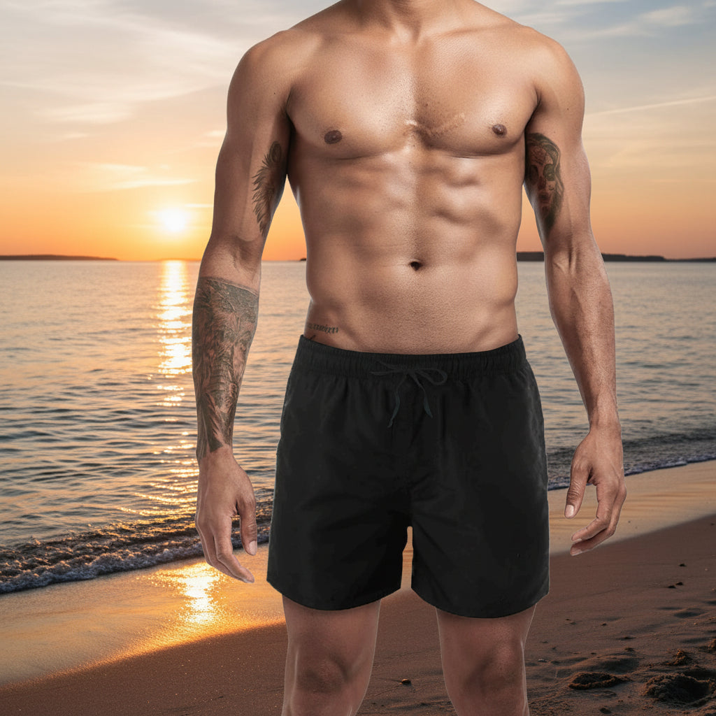 Bekväma Bad- och Sportshorts för Herr – Perfekta för Strand & Pool Svart