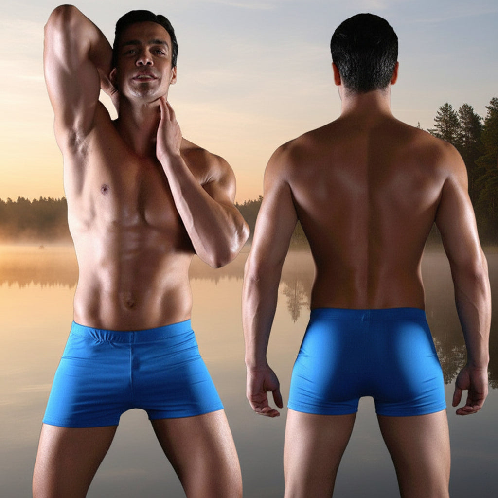 Sportiga Badboxers för Herr – Klassisk Design för Pool & Spa Blå