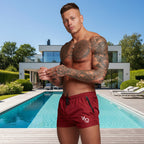 Atletiska Simbyxor för Herr – Slimmad Design för Träning & Bad Orangeröd