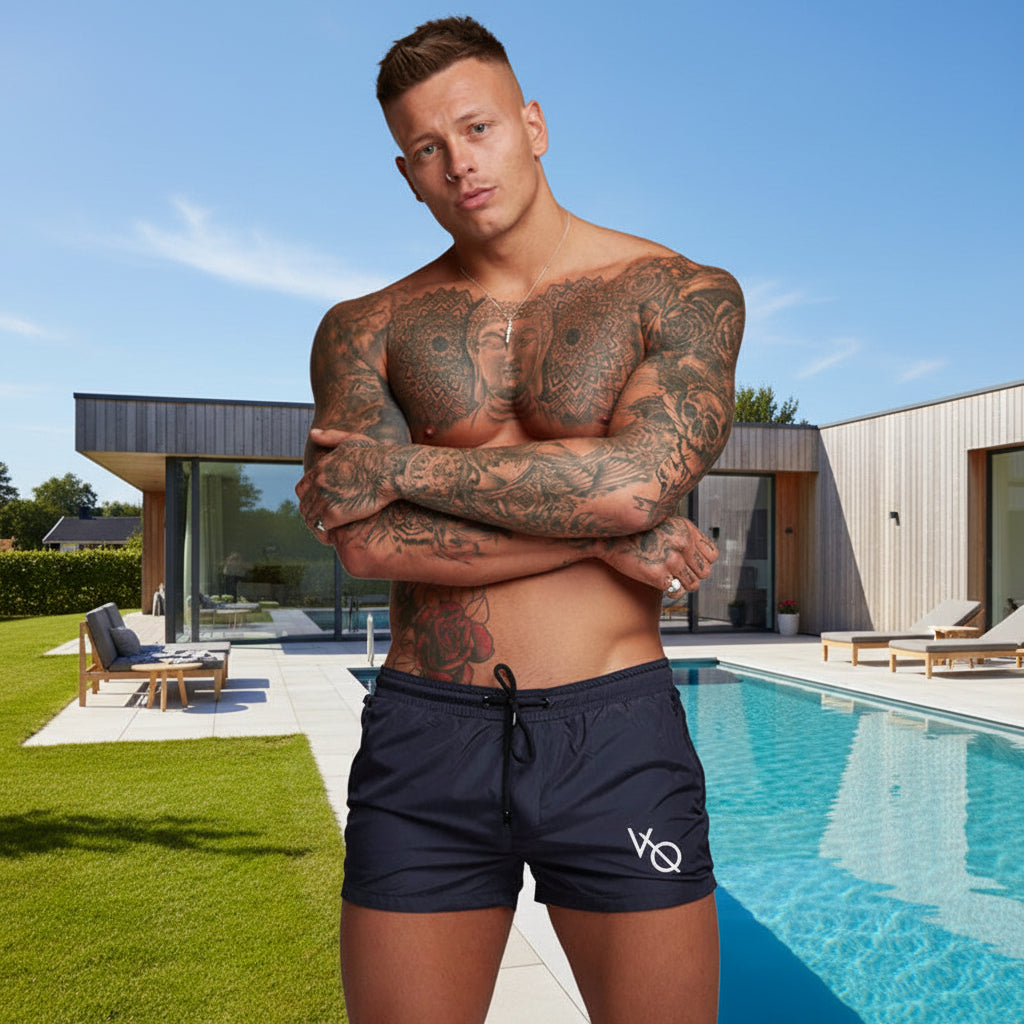 Atletiska Simbyxor för Herr – Slimmad Design för Träning & Bad Mörkblå