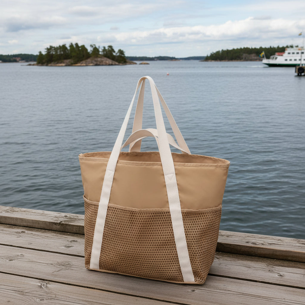 Rymlig Strandväska – Ultralätt och Vattenavvisande för Pool & Resa Khaki