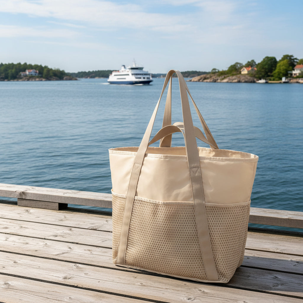 Rymlig Strandväska – Ultralätt och Vattenavvisande för Pool & Resa Cremevit