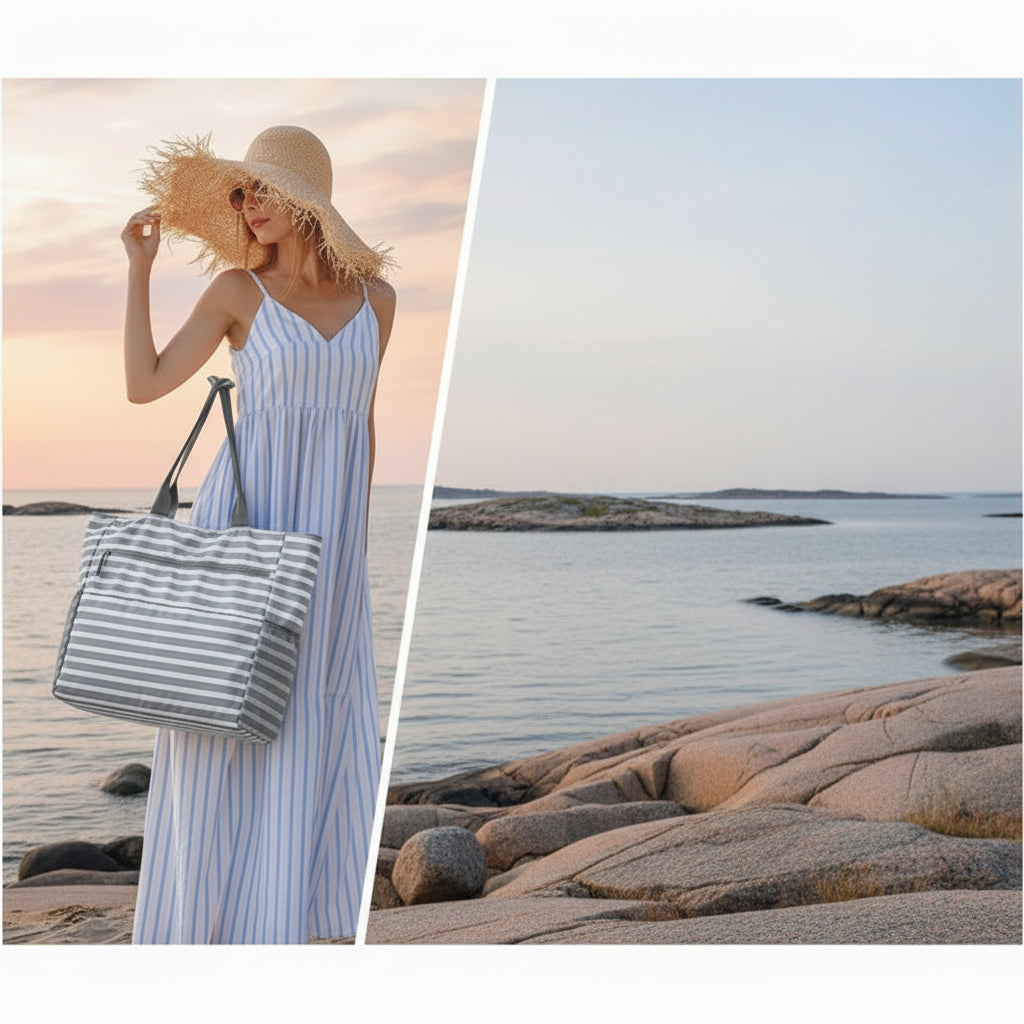 Stor Strandväska – Rymlig och Vattenavvisande Tote Bag för Pool & Beach