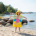 Strandhandduk med huva för barn – Mjuk & snabbtorkande poncho Strandflicka