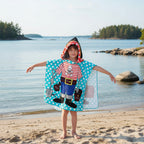 Strandhandduk med huva för barn – Mjuk & snabbtorkande poncho Pirat