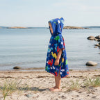 Strandhandduk med huva för barn – Mjuk & snabbtorkande poncho Dinosaurievärlden