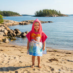 Strandhandduk med huva för barn – Mjuk & snabbtorkande poncho Vacker sjöjungfru