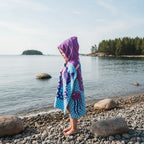 Strandhandduk med huva för barn – Mjuk & snabbtorkande poncho Lila sjöjungfru
