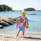 Strandhandduk med huva för barn – Mjuk & snabbtorkande poncho Prinsessan