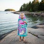 Strandhandduk med huva för barn – Mjuk & snabbtorkande poncho Sjöjungfru 5