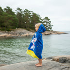 Strandhandduk med huva för barn – Mjuk & snabbtorkande poncho Astronaut på månen