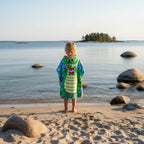 Strandhandduk med huva för barn – Mjuk & snabbtorkande poncho Dinosaurier