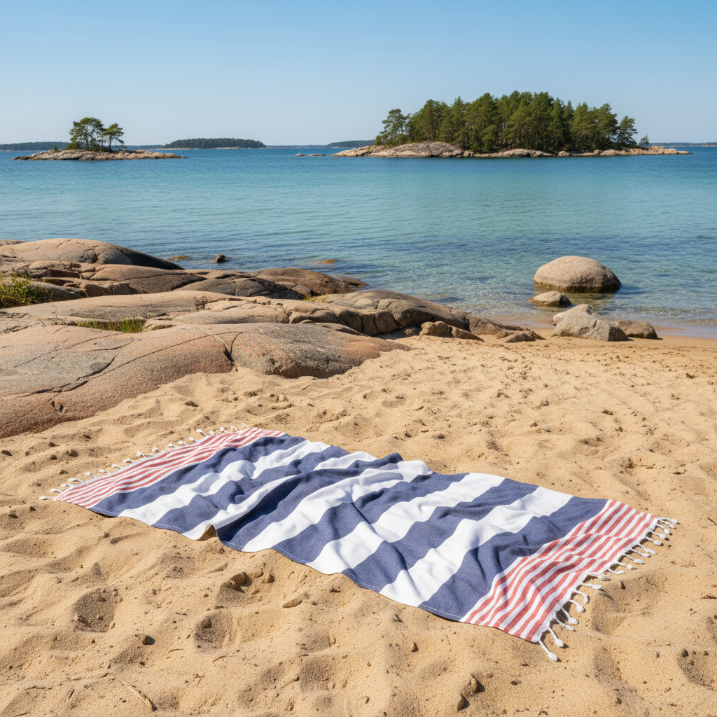 Hamamhandduk – Snabbtorkande strandhandduk i OEKO-TEX bomull