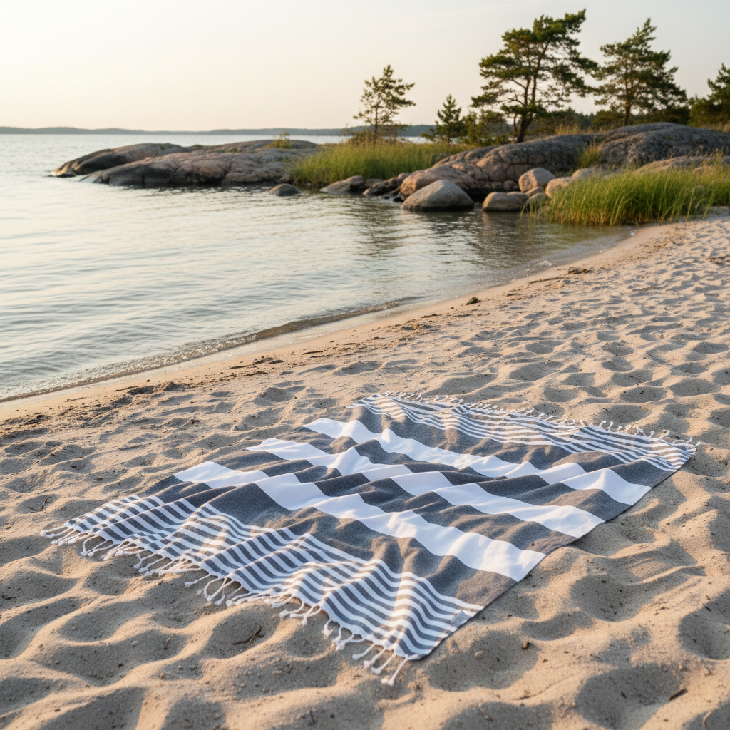 Hamamhandduk – Snabbtorkande strandhandduk i OEKO-TEX bomull