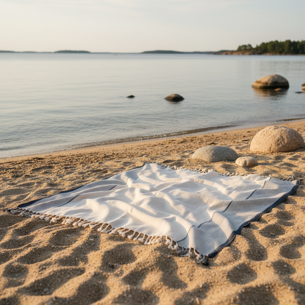 Strandhandduk beige handduksset – Snabbtorkande 2-pack i turkisk bomull