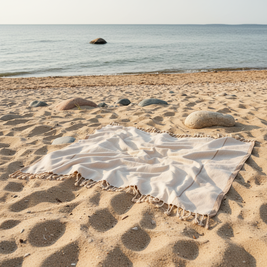 Strandhandduk beige handduksset – Snabbtorkande 2-pack i turkisk bomull