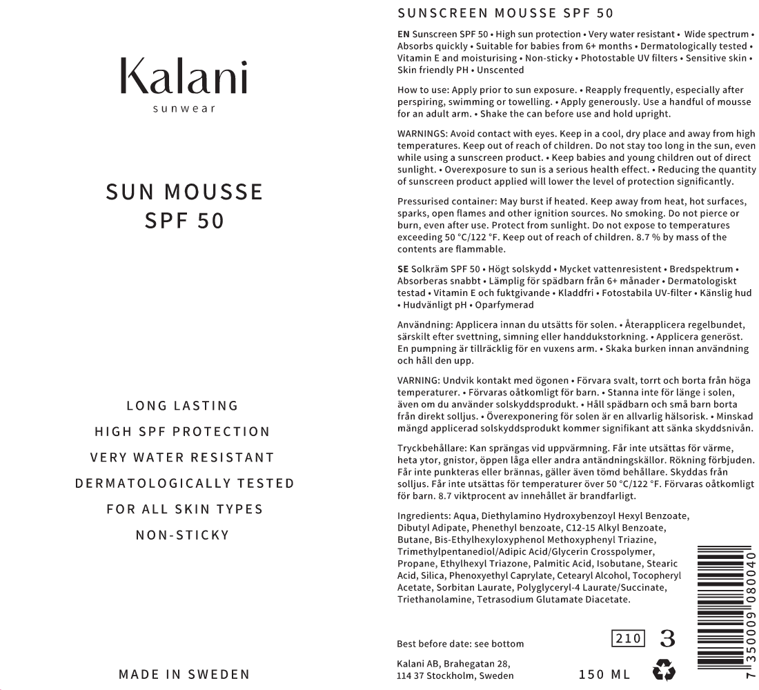 Kalani Sun mousse SPF 50 – Effektivt solskydd för hela familjen