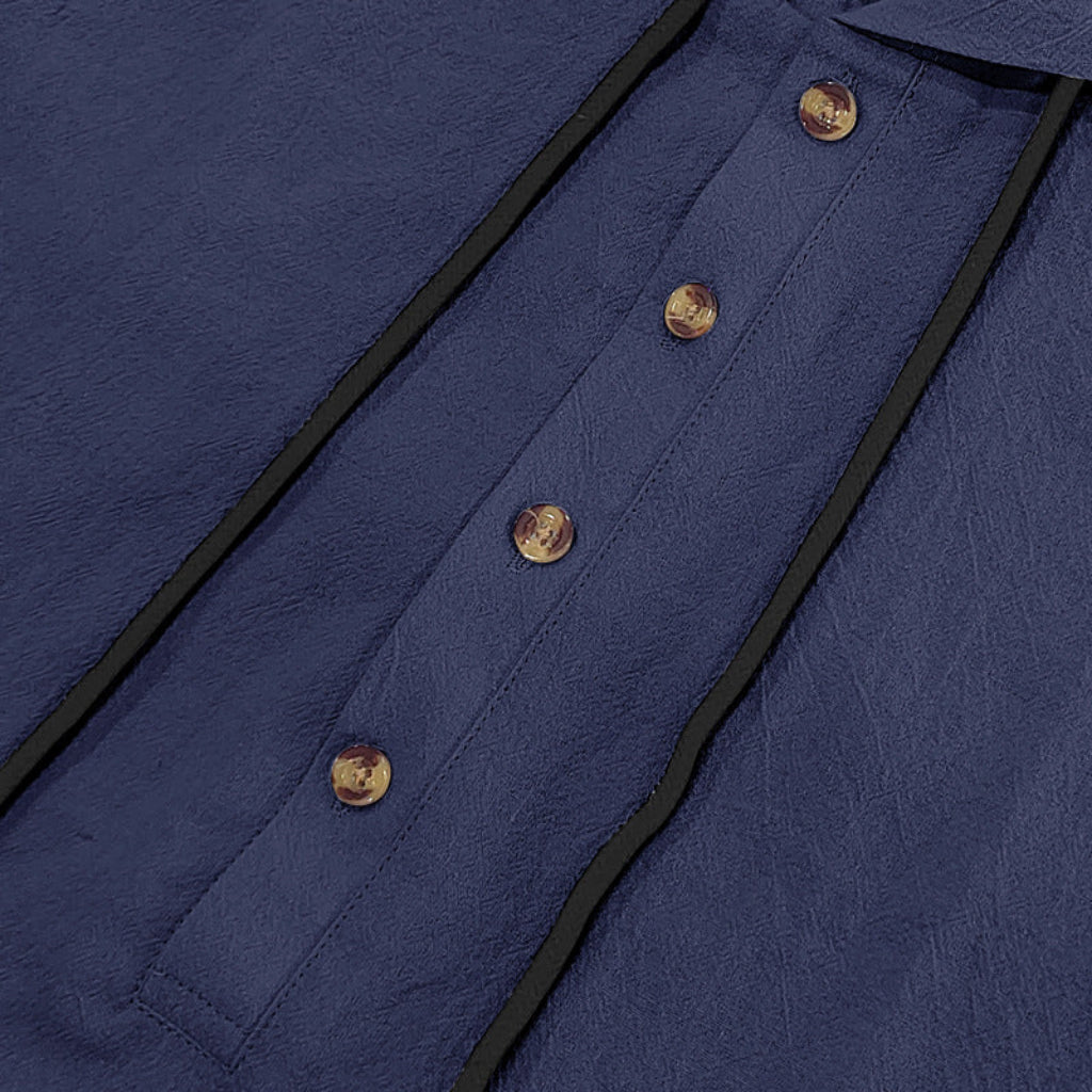 Kortärmad linnehoodie med Henley-knäppning – Sval elegans för pool & fritid