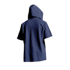 Kortärmad linnehoodie med Henley-knäppning – Sval elegans för pool & fritid