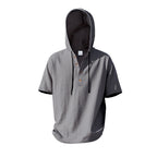 Kortärmad linnehoodie med Henley-knäppning – Sval elegans för pool & fritid