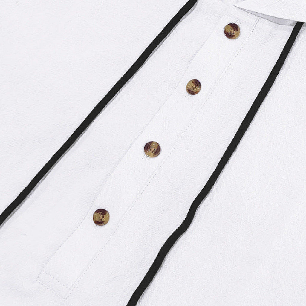 Kortärmad linnehoodie med Henley-knäppning – Sval elegans för pool & fritid