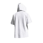 Kortärmad linnehoodie med Henley-knäppning – Sval elegans för pool & fritid