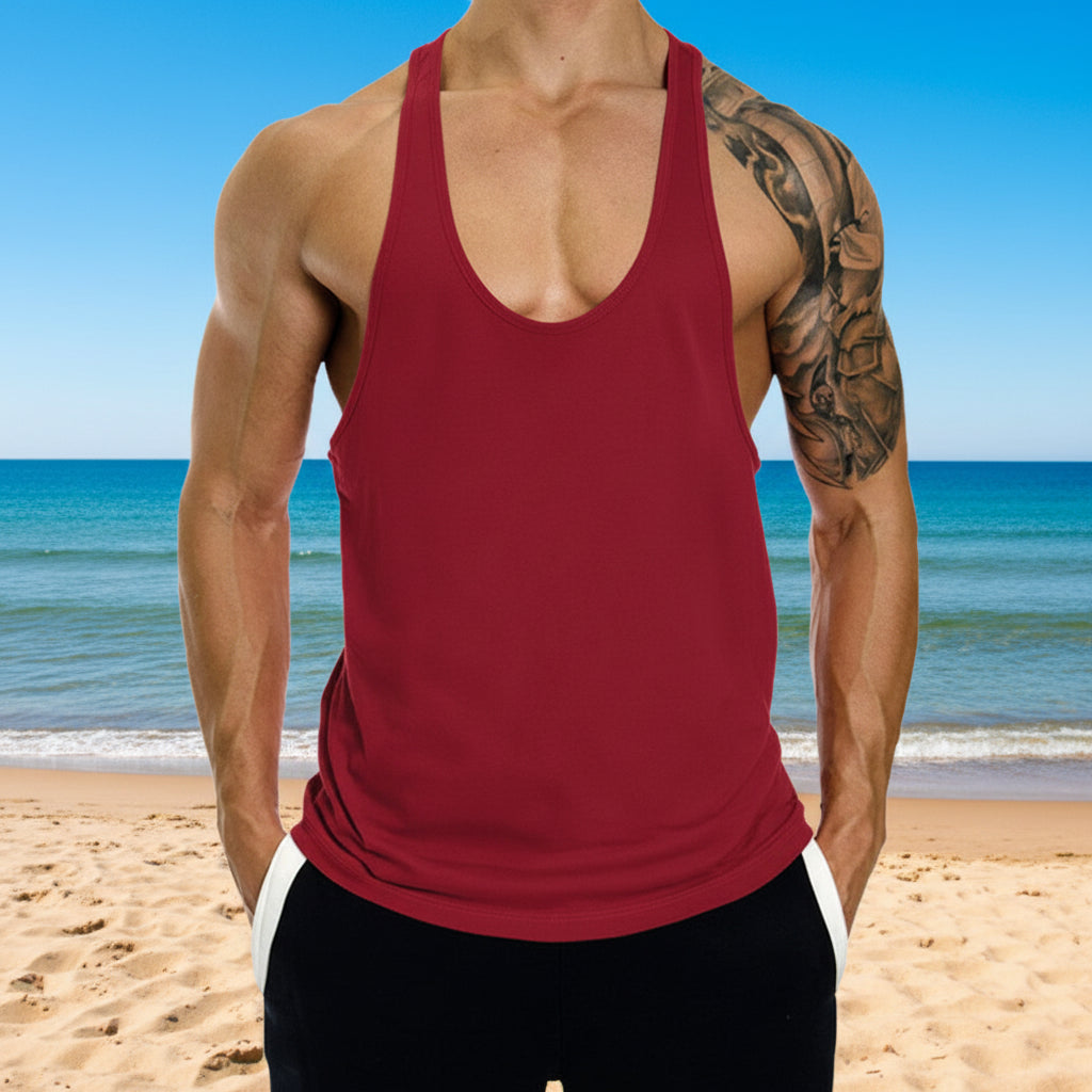 Träningslinne för herr – Bekvämt I-shape tank top i bomull