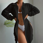 Virkad Strandtunika för Dam – Elegant Beach Cover-up i Mjuk Bomullsmix