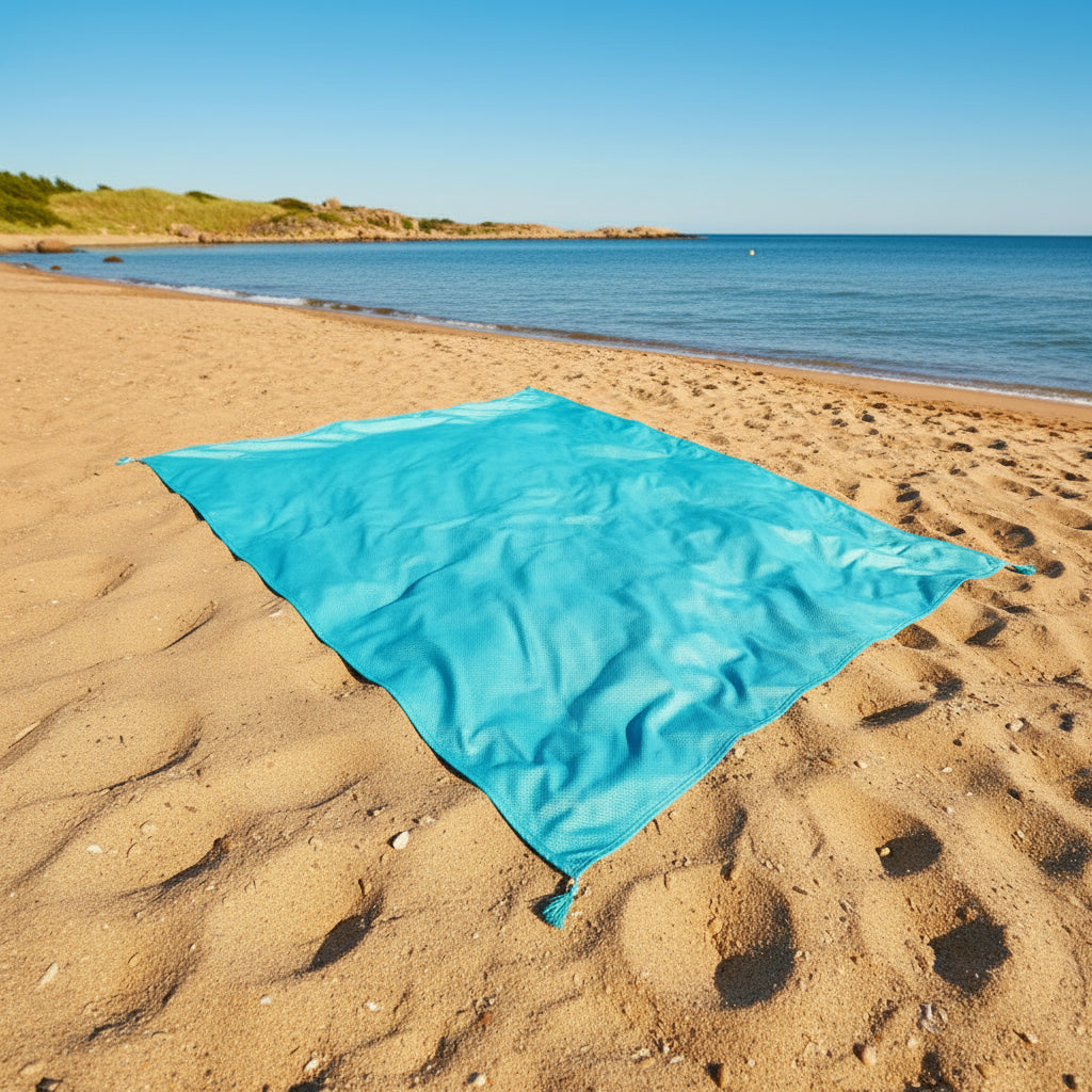 Sandfri Strandmatta – Den Ultimata Mattan för Strand, Picknick & Camping Blå 200x200cm