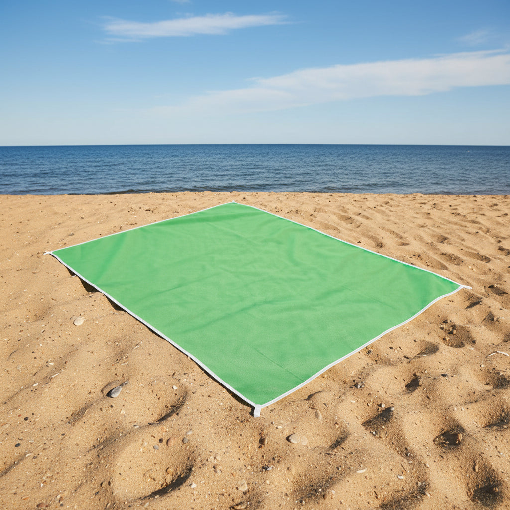 Sandfri Strandmatta – Den Ultimata Mattan för Strand, Picknick & Camping Grön 200x200cm