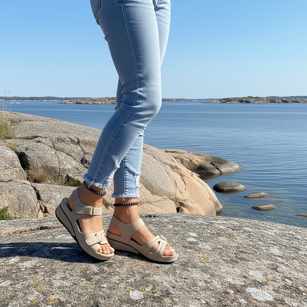 Ergonomiska Damsandaler – Komfortabla Strand & Promenadskor Beige