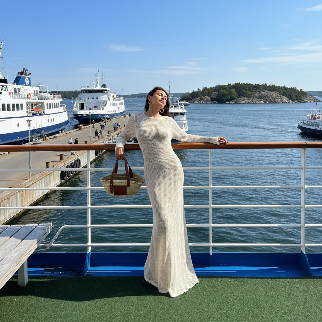 Virkad strandklänning – Elegant cover-up för pool & beach